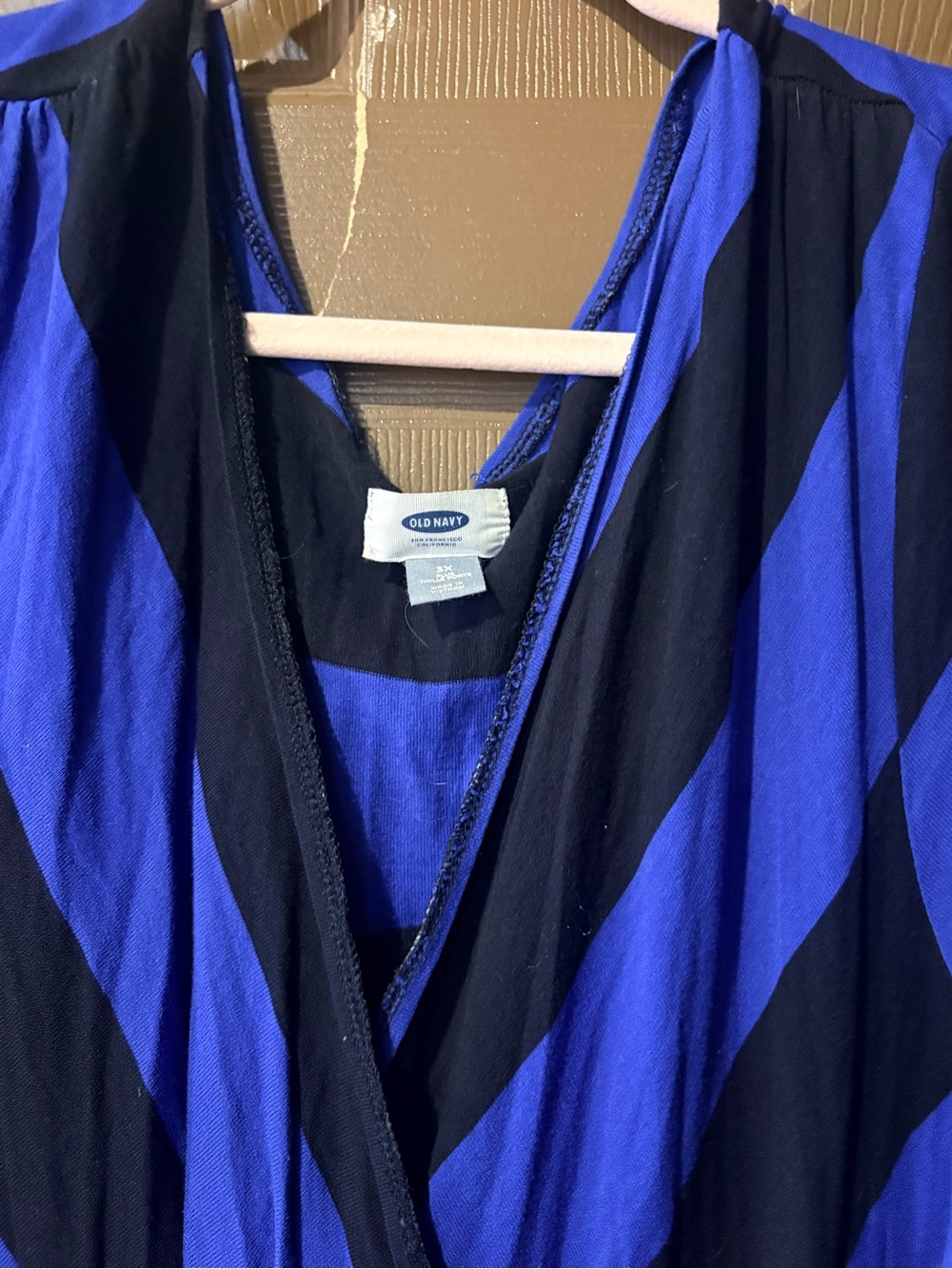 Old Navy Black and Royal Blue Diagonal Wrap Midi Dress - Picture 3 of 3